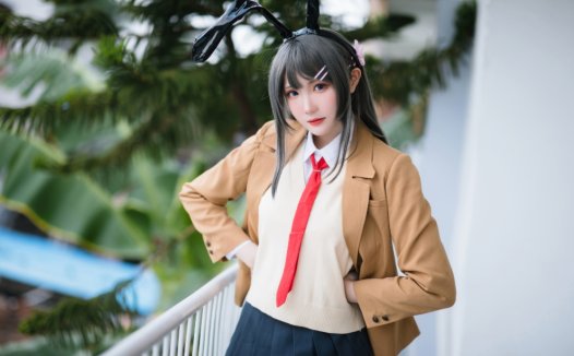 瓜希酱cos~樱岛麻衣 校服 cosplay写真图片欣赏